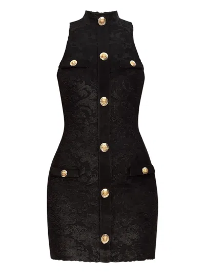 Balmain Baroque Bouclette Bodycon Mini Dress In Black