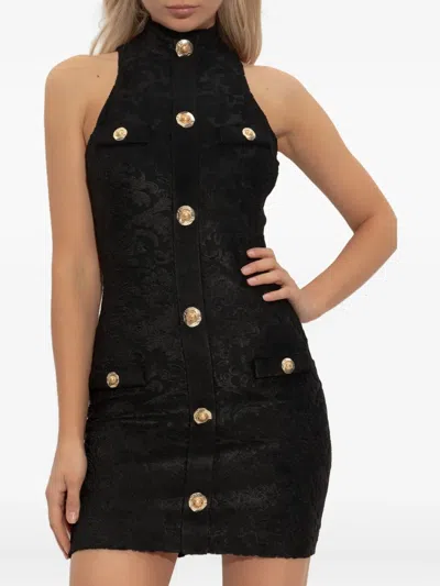 Balmain Baroque Bouclette Bodycon Mini Dress In Black