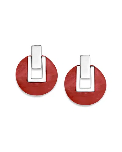 Samuel B. Silver Coral & Pearl Earrings In Red
