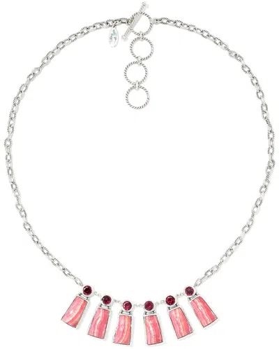 Samuel B. Silver Rhodochrosite & Rhodolite Necklace
