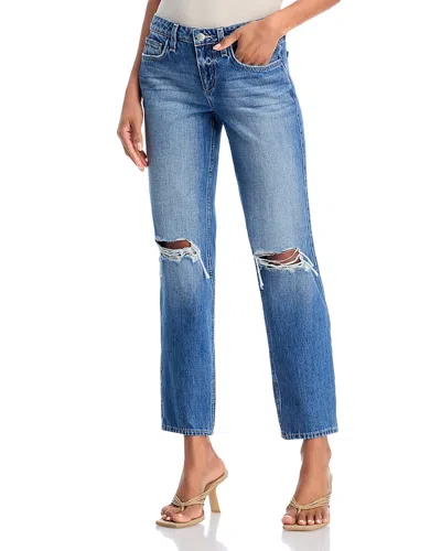 L Agence L'agence Nevia Low Rise Slouch Straight Jeans In Woodrow Dest In Blue