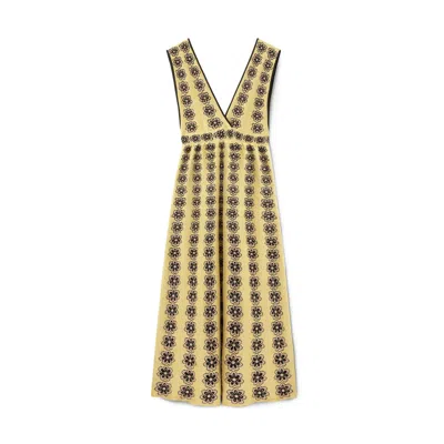 La Doublej La Double J Caper Floral-intarsia Knit Midi Dress In Multi