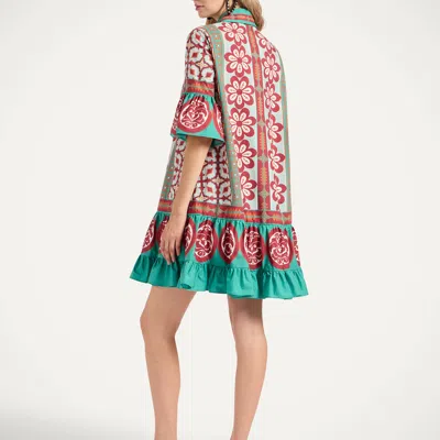 La Doublej Choux Floral-print Cotton-poplin Mini Shirt Dress In Multi