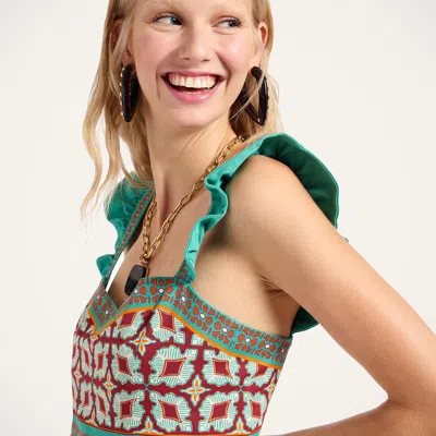 La Doublej Gingerbread Ruffled Printed Mini Dress