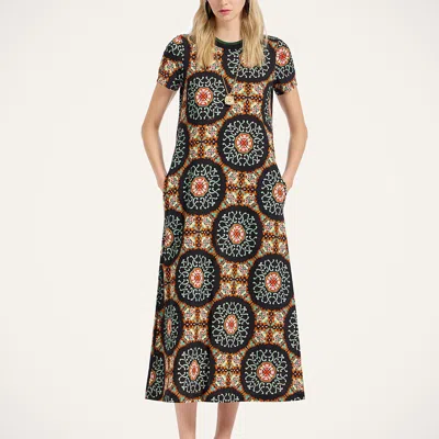 La Doublej La Double J Sporty Printed Cotton Midi Dress In Brown