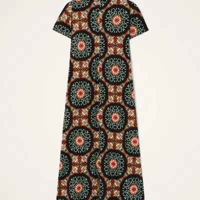 La Doublej La Double J Sporty Printed Cotton Midi Dress In Brown