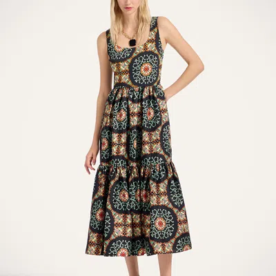 La Doublej La Double J Capri Printed Satin-twill Midi Dress In Brown