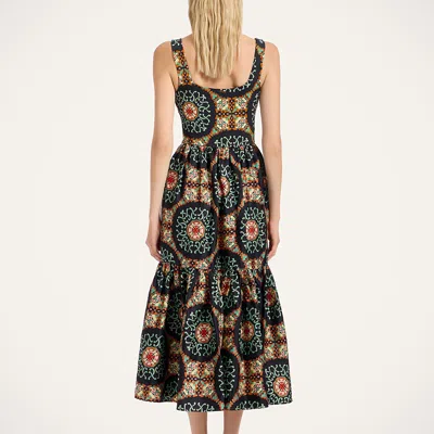 La Doublej La Double J Capri Printed Satin-twill Midi Dress In Brown