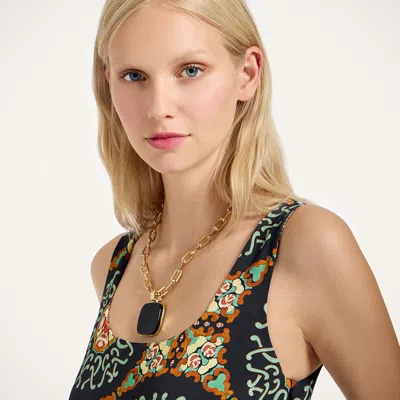 La Doublej La Double J Capri Printed Satin-twill Midi Dress In Brown