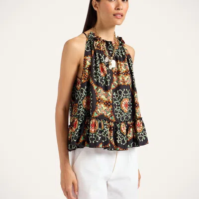 La Doublej Granita Ruffled Printed Top In Multi