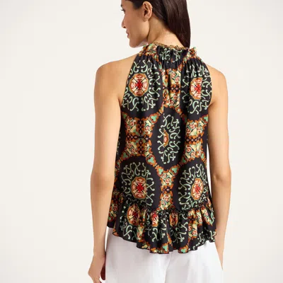 La Doublej Granita Ruffled Printed Top In Multi