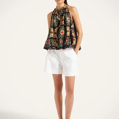 La Doublej Granita Ruffled Printed Top In Multi