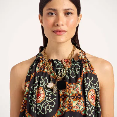 La Doublej Granita Ruffled Printed Top In Multi