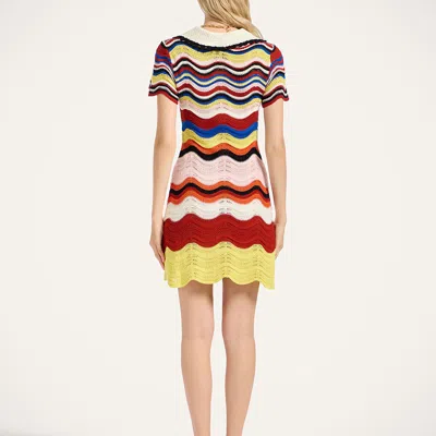 La Doublej Wave-pattern Collared Mini Dress