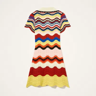 La Doublej Wave-pattern Collared Mini Dress