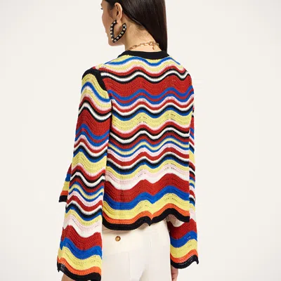 La Doublej Wave-pattern Bell-sleeve Sweater