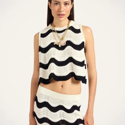 La Doublej Chevron Cotton Crochet Crop Top