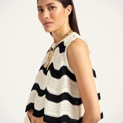 La Doublej Chevron Cotton Crochet Crop Top