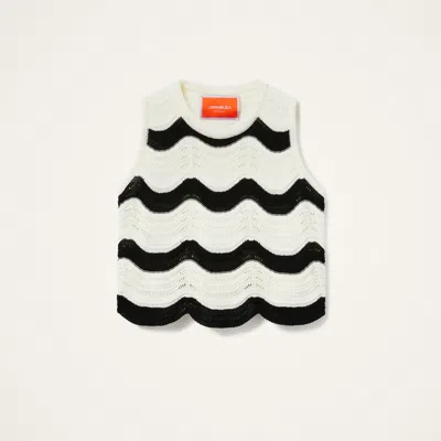 La Doublej Chevron Cotton Crochet Crop Top