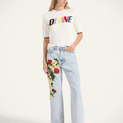 La Doublej Divine Embroidered T-shirt In White