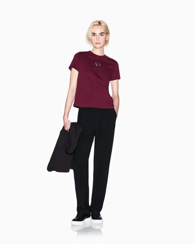 Armani Exchange Regular Fit T-shirt With Graphic Logo In Burgundy