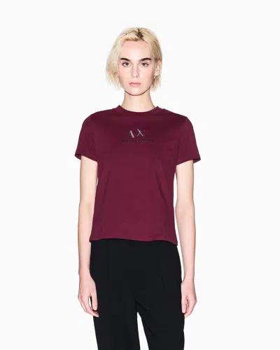 Armani Exchange Regular Fit T-shirt With Graphic Logo In Burgundy