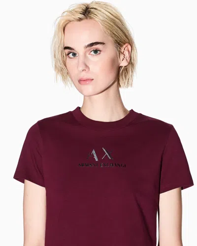 Armani Exchange Regular Fit T-shirt With Graphic Logo In Burgundy