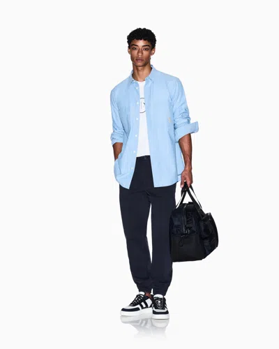 Armani Exchange Stretch Twill Trousers In Blue