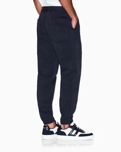 Armani Exchange Stretch Twill Trousers In Blue