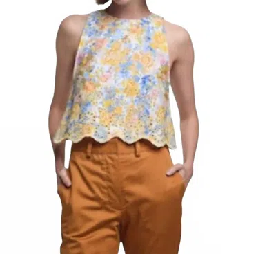 Kika Vargas Gemma Sleeveless Top In Green Rose In Multi