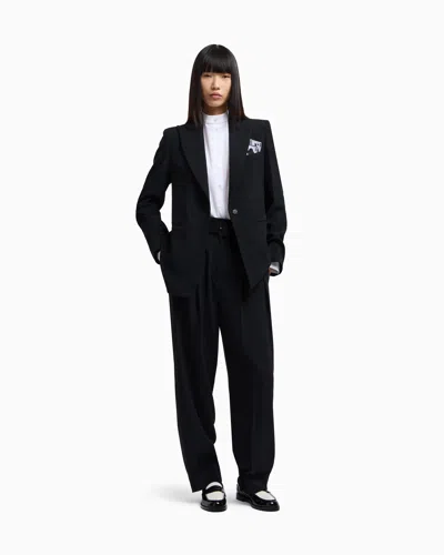 Emporio Armani Single-breasted Blazer In Envers Satin With Jeu De Cartes Detail