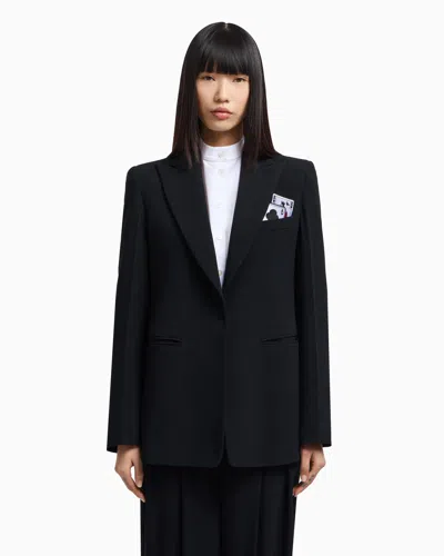 Emporio Armani Single-breasted Blazer In Envers Satin With Jeu De Cartes Detail