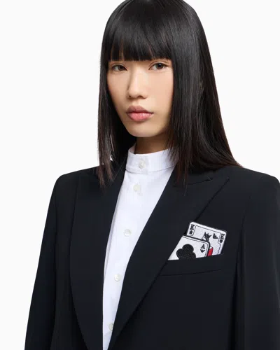 Emporio Armani Single-breasted Blazer In Envers Satin With Jeu De Cartes Detail