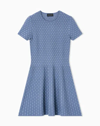Emporio Armani Polka-dot Jacquard Viscose Plain-knit Short Dress