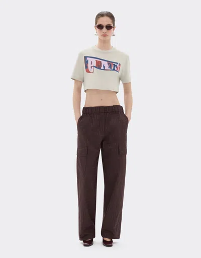 Ferrari Cropped T-shirt With Color Block Logo Print
