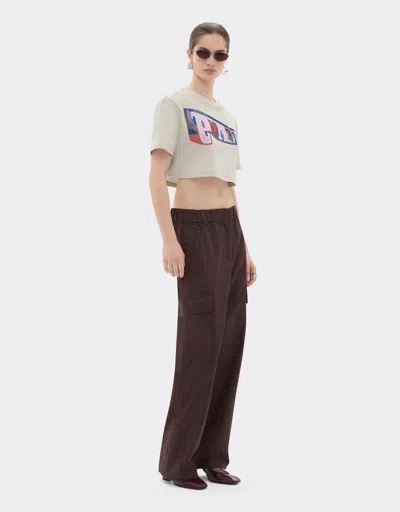 Ferrari Cropped T-shirt With Color Block Logo Print