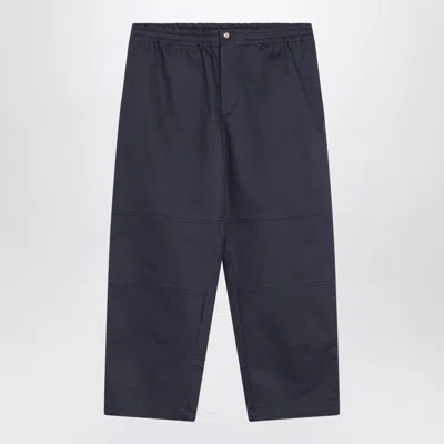 Moncler Genius Drawstring Hem Cotton Gabardine Trousers In Blue