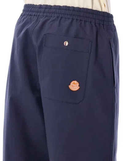 Moncler Genius Drawstring Hem Cotton Gabardine Trousers In Blue