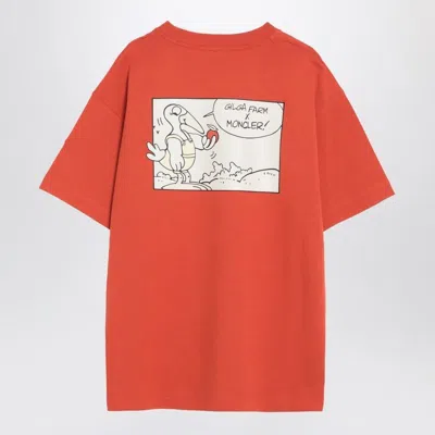 Moncler Genius Crew Neck Graphic Print Short Sleeves T-shirt In Orange