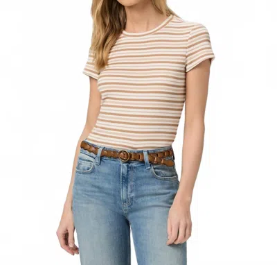 Paige Chantrelle Striped Ribbed-knit T-shirt In Brown