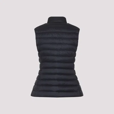 Moncler Quilted Black Vest With High Collar And Fitted Silhouette In Black