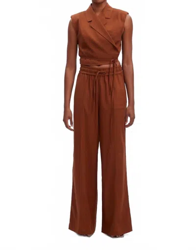 Gestuz Leena Linen Pants In Sorrel Horse In Brown