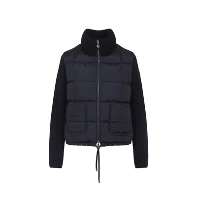 Moncler Navy Blue Padded Wool Zip-up Cardigan