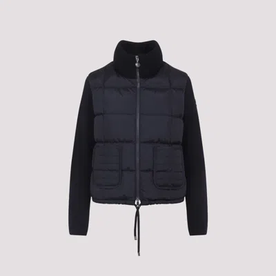 Moncler Navy Blue Padded Wool Zip-up Cardigan