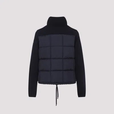 Moncler Navy Blue Padded Wool Zip-up Cardigan