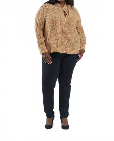 Equipment Leema Silk Shirt With Pocket In Creme Brulee Yellow Multi Leopard In Brown