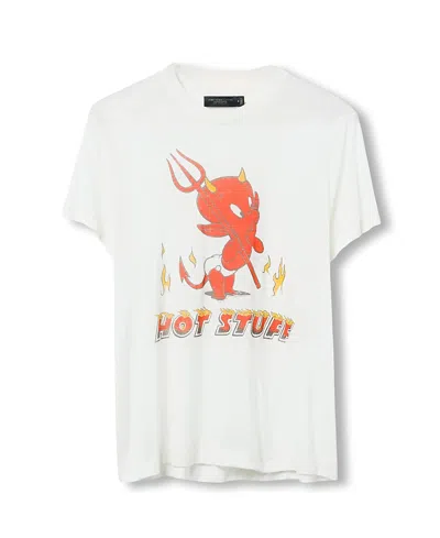 Junk Food Clothing Women's Hot Stuff The Little Devil Vintage Tissue Tee In White