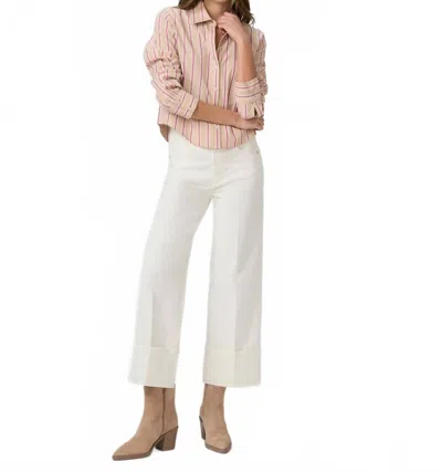 Paige Sasha Ankle Wide Cuff Jean In Tonal Ecru White In White