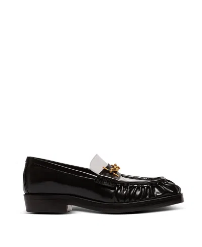 Balmain Sync Glazed Leather Loafers In Black
