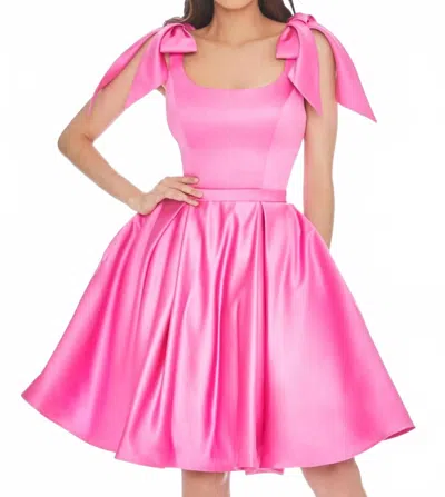 Ashleylauren Oversized Bow Cocktail Dress In Fuchsia